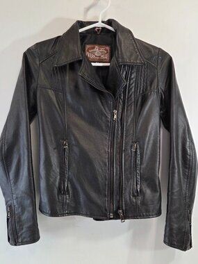 Vera Pelle Womens Leather Jacket Black Size 38 Moto Italy
